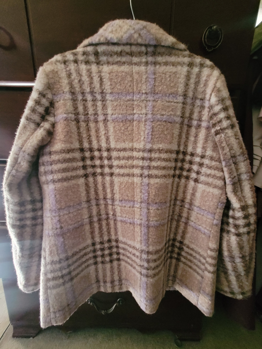 Sam Edelman Lavender Plaid Bouclé Pea Coat - Women's Jacket - Picture 2 of 4